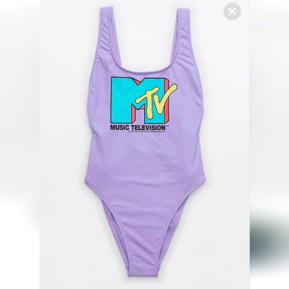 NWT Aerie Retro MTV One Piece Swimsuit Size Small - Picture 1 of 5